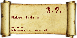 Nuber Irén névjegykártya